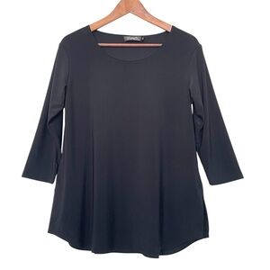Sympli Go To 3/4 Sleeve Top Sz 8 Black Classic Tee Relax Stretchy Travel Slinky
